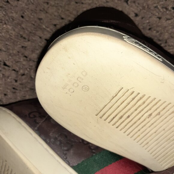 GUCCI-GG High Top 'Guccisima'-Brown Leather Hi-Top Sneakers-Sz 8.5-Excellent - Picture 11 of 11